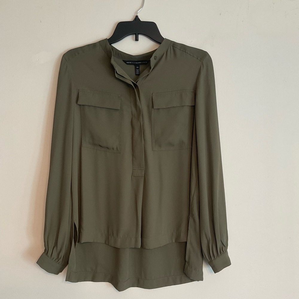 White House Black Market Long Sleeve “Soft Shirt”~Size XS~Olive~NWOT!